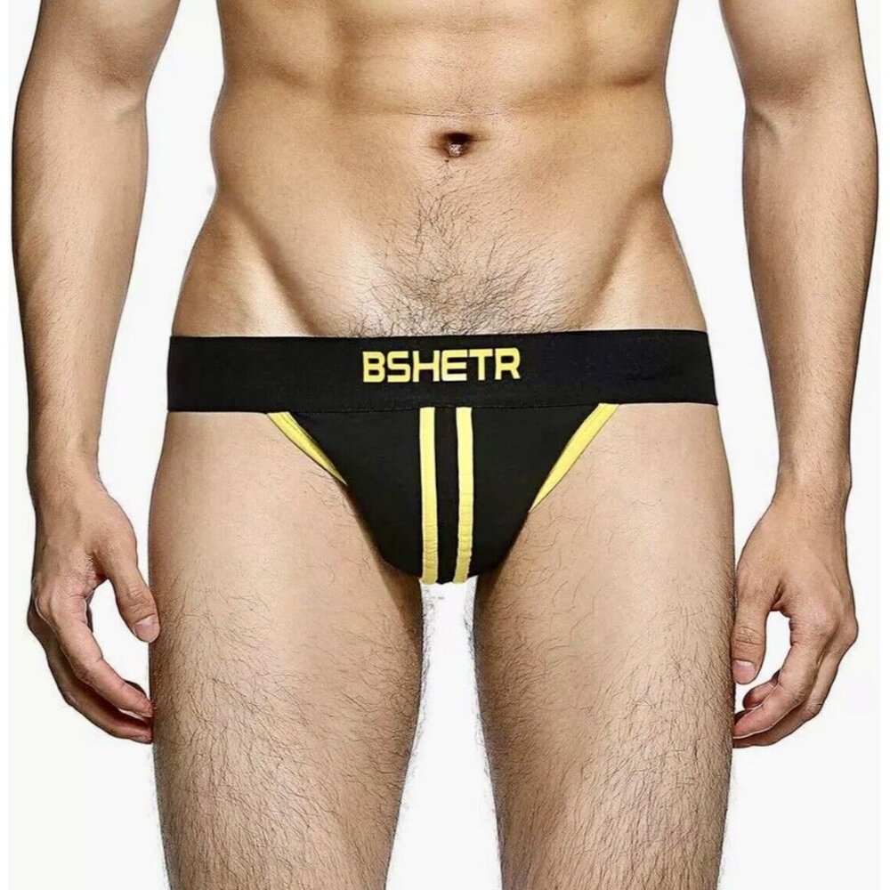 Old School Wide Band Black & Yellow BSHETR Jock Strap Support Size L